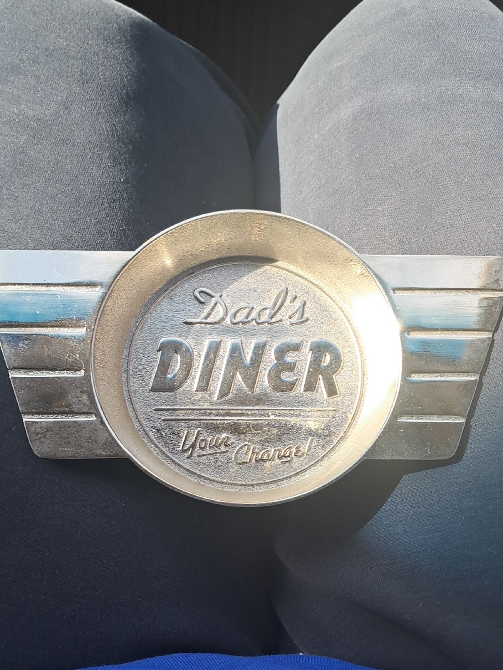 Vintage "Dad's Diner" Chrome Change Dish